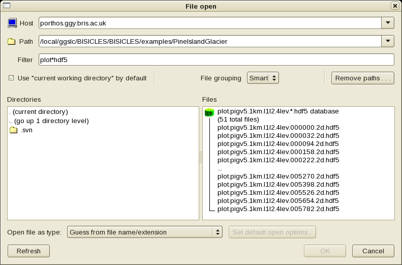 the visit file dialog